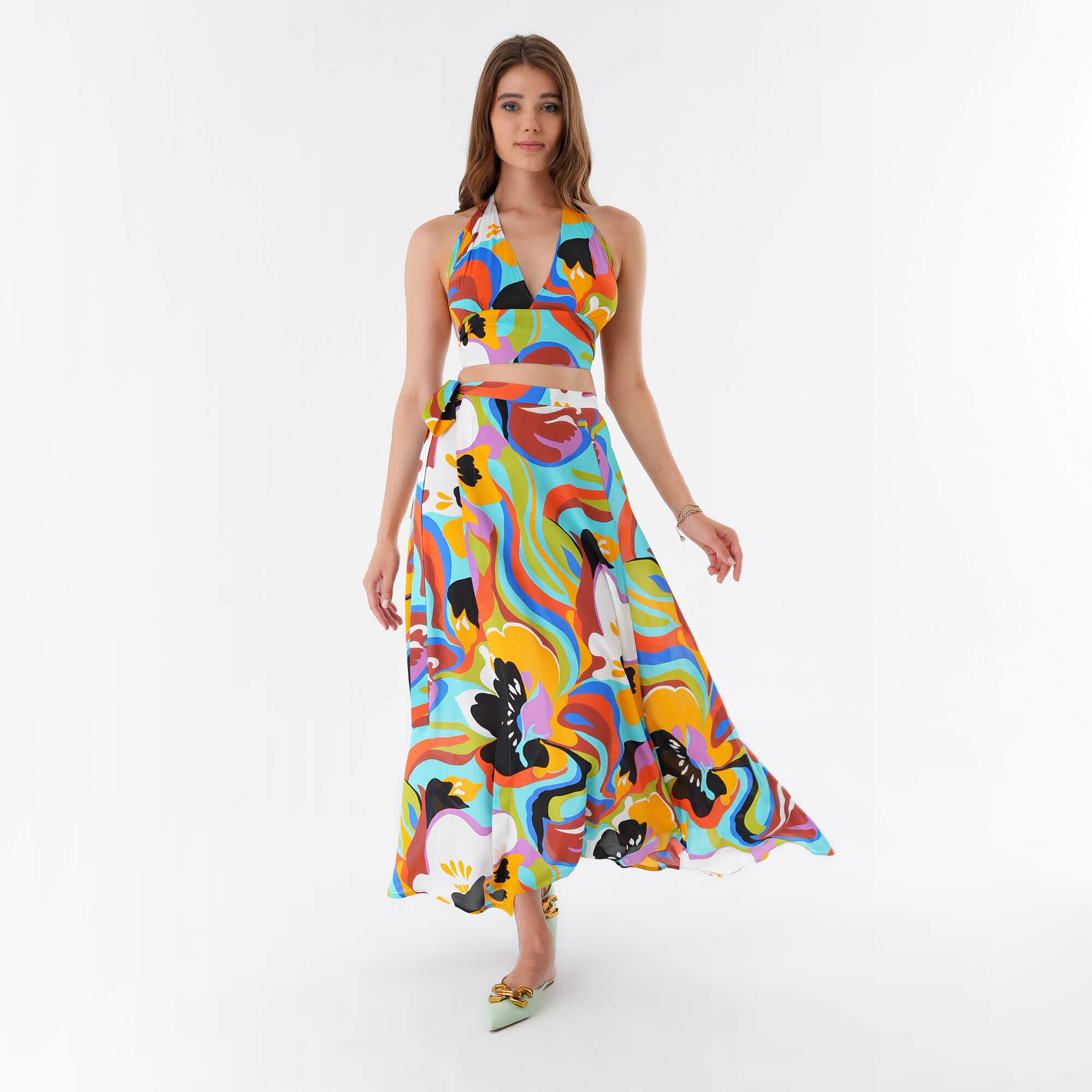 Etro - Abstract Printed Gonna Mare Wrap Maxi Skirt & Top IT44